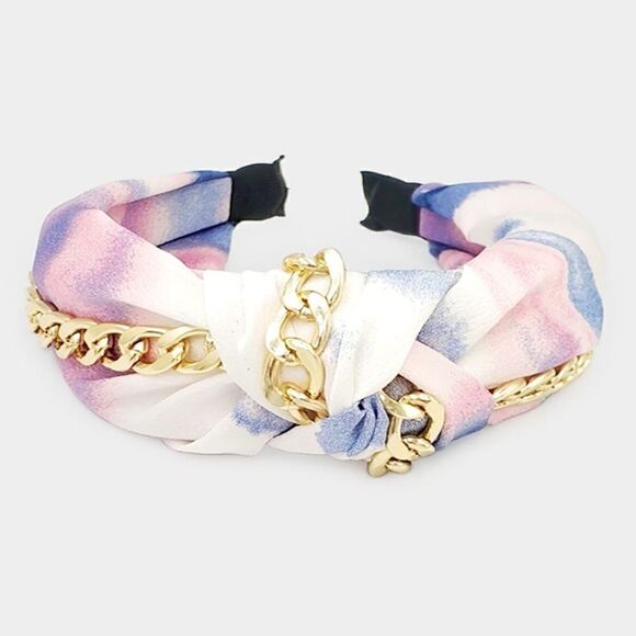 2/$22 Headband Chain Purple Tie Dye Burnout Knot - Picture 1 of 5